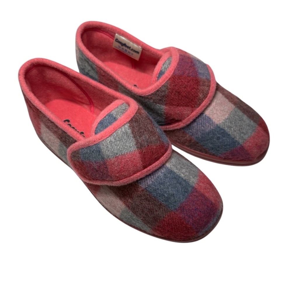 Cosyfeet Holly Pink Checkered 6E Extra Roomy Slipper Shoes - Women’s Size 9 NWOB